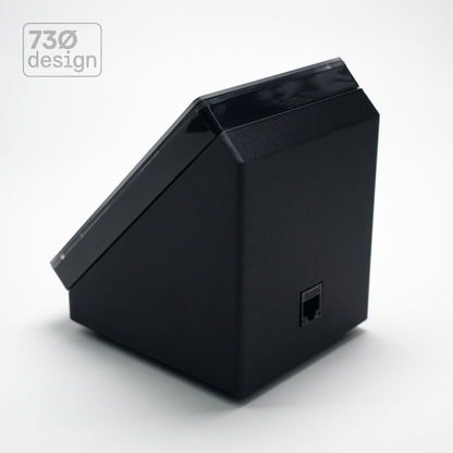 ControlBase Fit desktop mount in Obsidian Black - rear view showing keystone RJ45 backplane connector