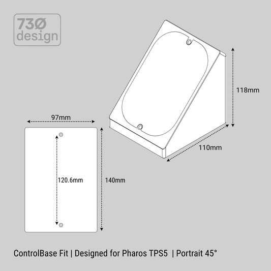 ControlBase Fit | Desktop Mount Designed for Pharos TPS5 | Portrait | 45°